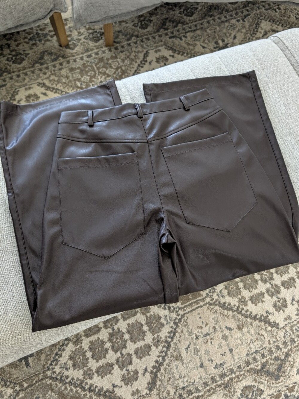 ​Parker Dark Brown Faux Leather Wide Leg Pants Size 8 NWT - Picture 14 of 15